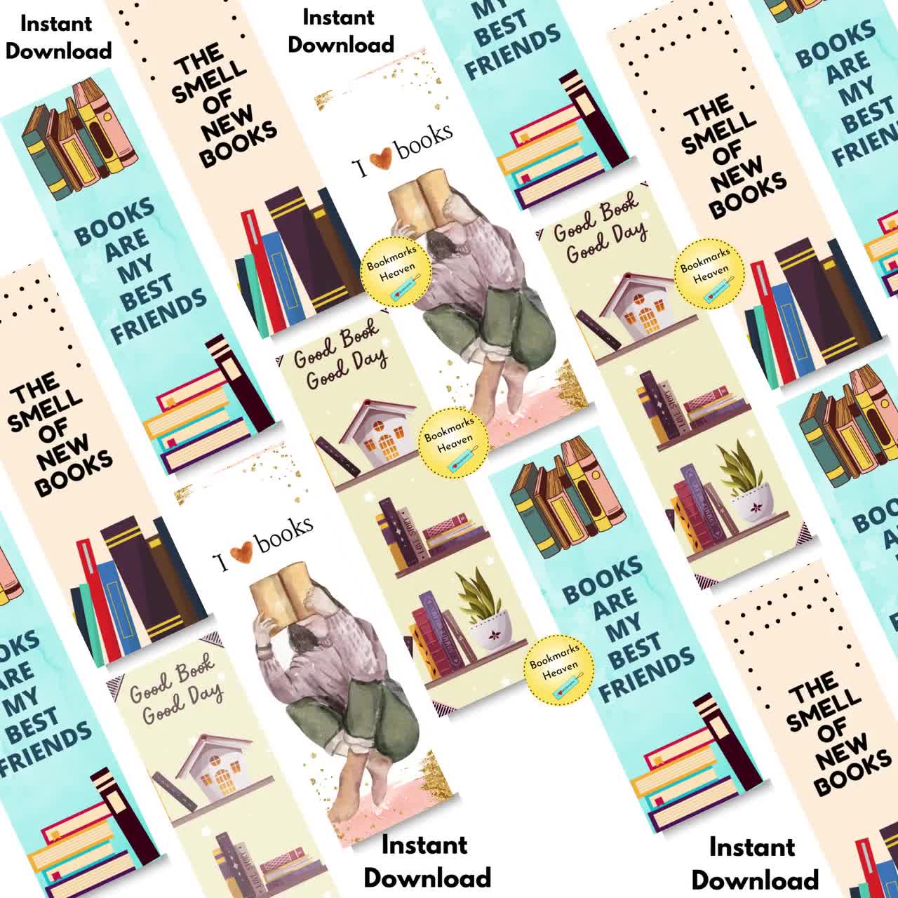 Book Lovers Bookmark Set Of 4 Printable, Book Lovers Quotes.