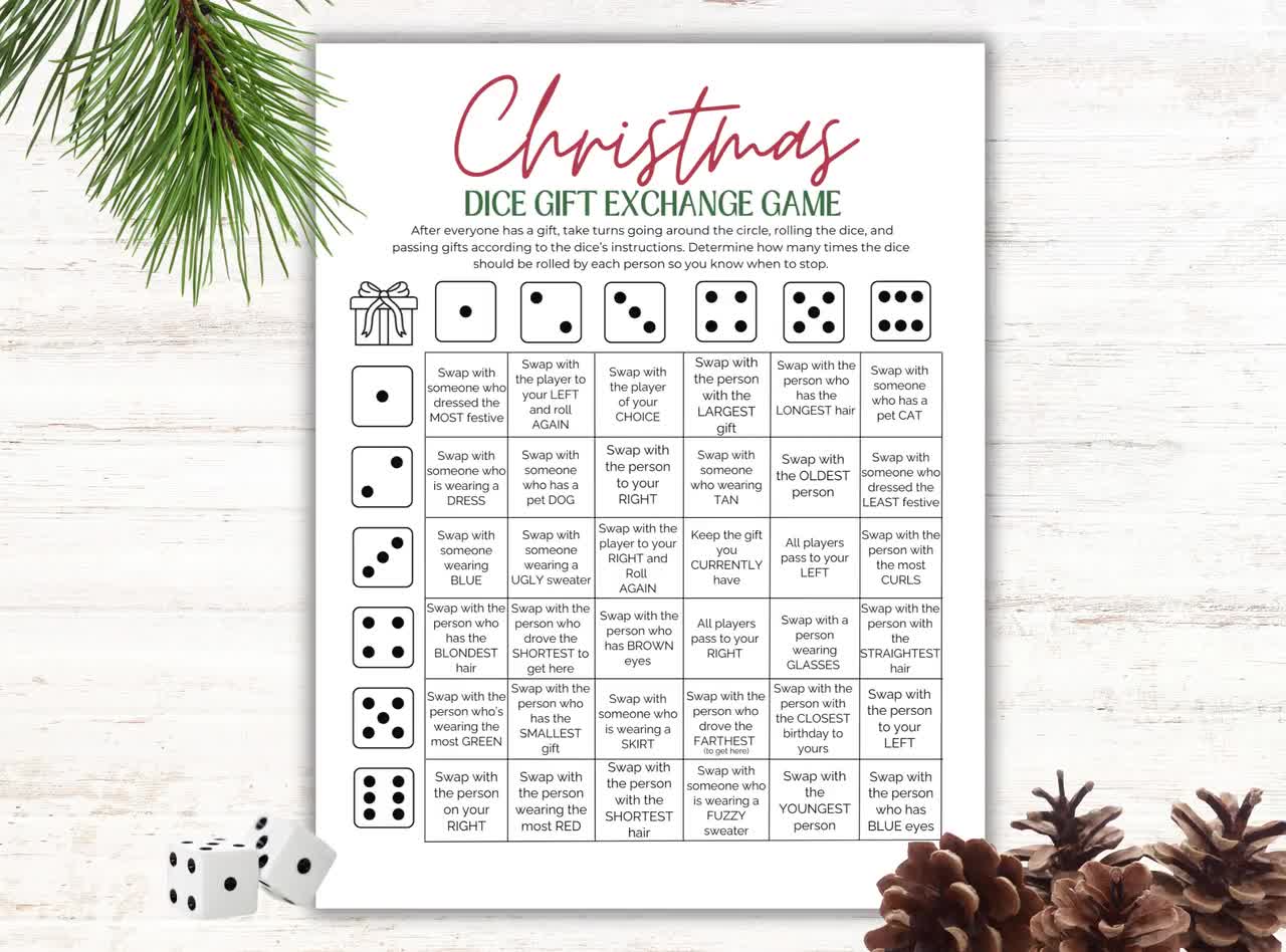 Christmas White Elephant Gift Exchange Rules Printable, Christmas Gift  Exchange Dice Game Rules, Christmas Game INSTANT DOWNLOAD CG13 