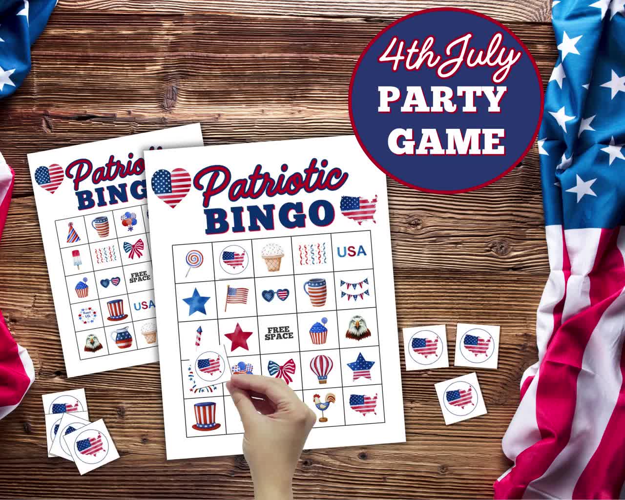 Patriotic Bingo, 50 Printable Patriotic Bingo Cards, 4th of July Bingo,  Fourth of July Party Game, Memorial Day Game, Independence Day Party, image size:1280x1024