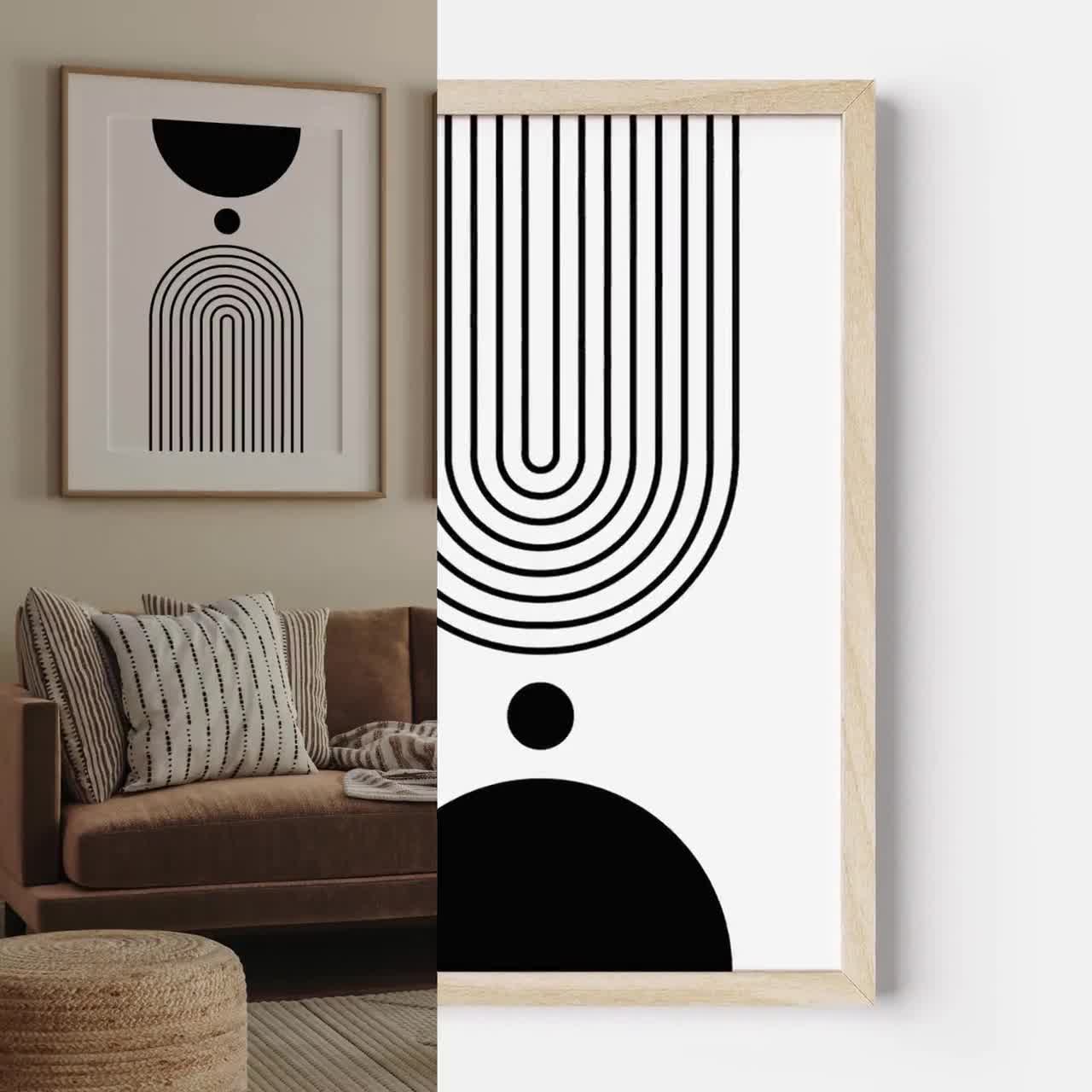 Set of 3 Wall Art Posters in Black and White, Mid Century