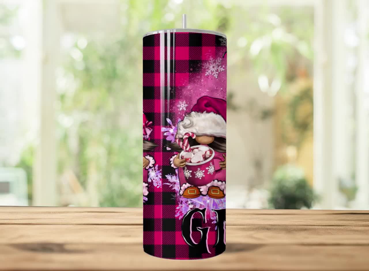 Chillin With My Gnomies Tumbler, Stainless Steel Insulated Tumbler With Lid  and Straw, Gnome Christmas Gift Tumbler, Personalized Gift 