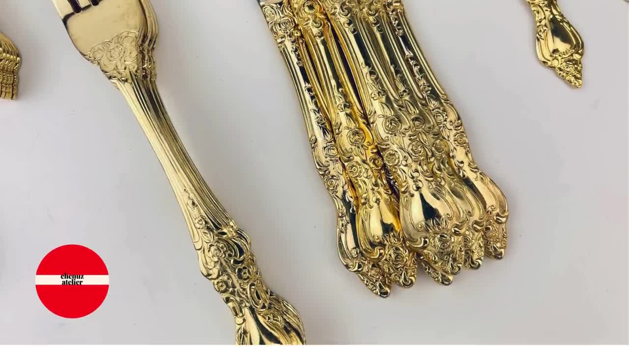 Vintage Ornate Gold Plated Northcraft + Royal Sealy Flatware