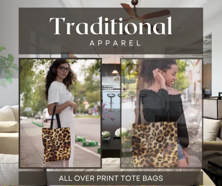 Cheetah Print Tote Bag Three Different Sizes Reusable 