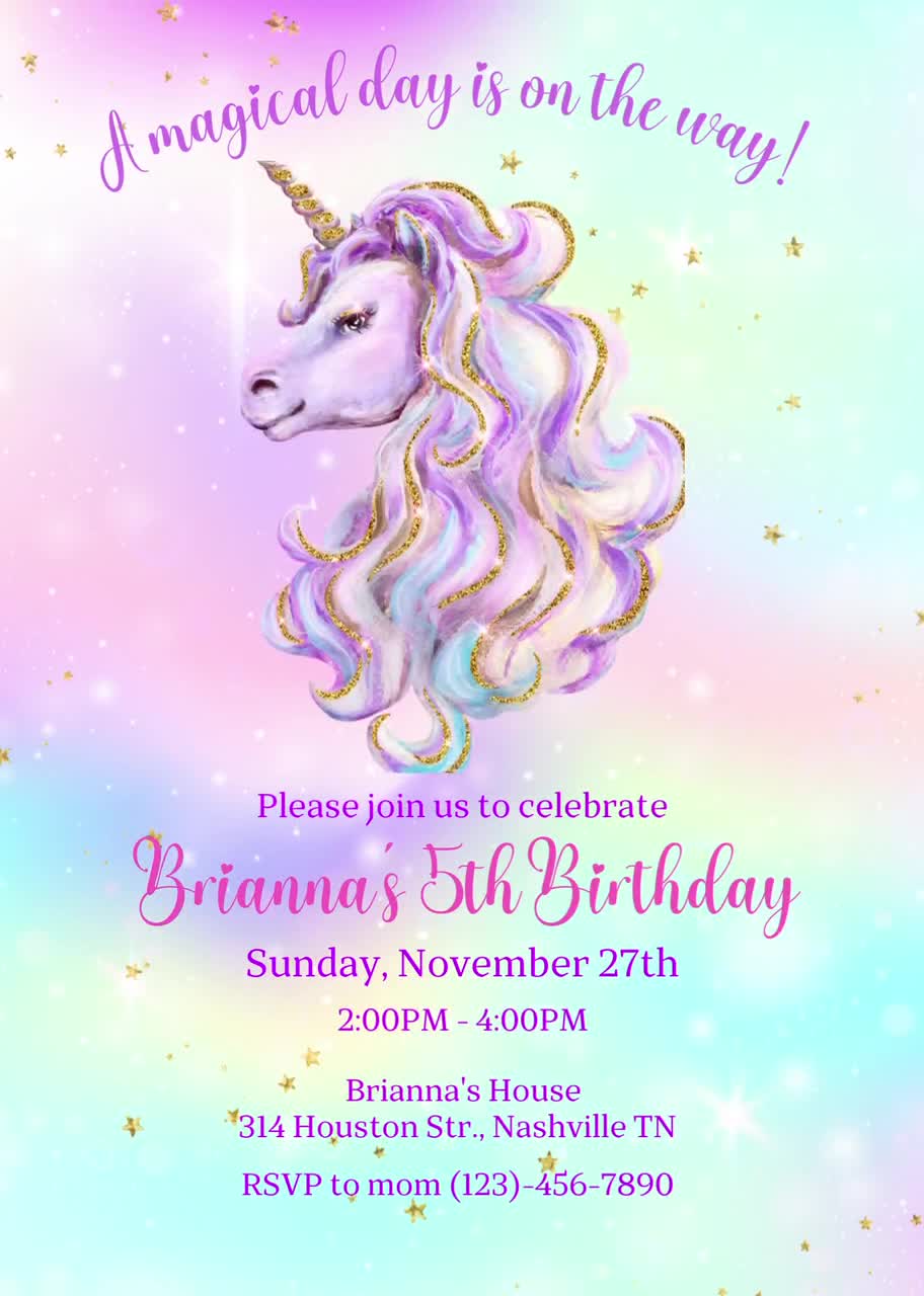 Invitation anniversaire licorne - 123 cartes