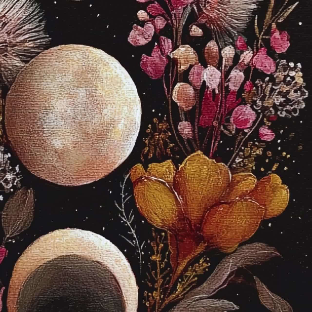 Felix Hernandez 3 Moons アートプリント Triple Moon Goddess Print: Botanical Lunar Phase Wall Art (digital