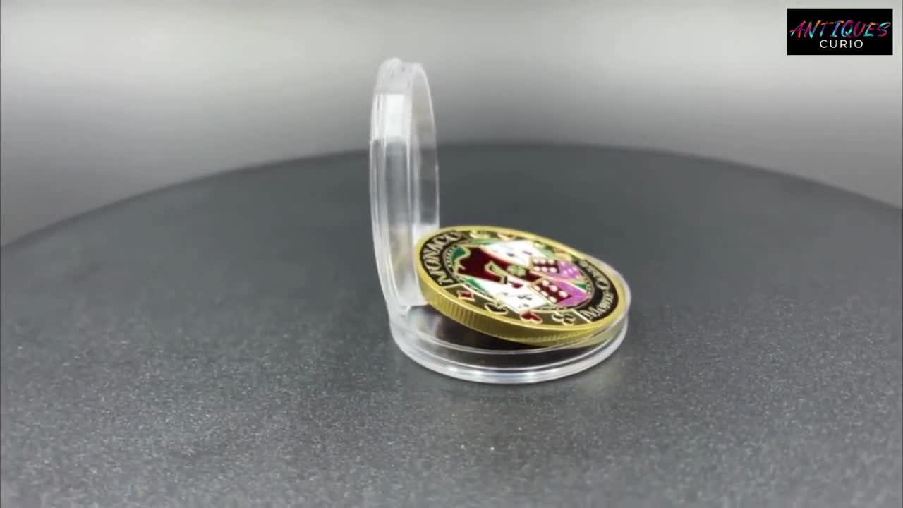 Monaco Casino Gold Plated Coin: Lucky 7 Poker Chip Collectible