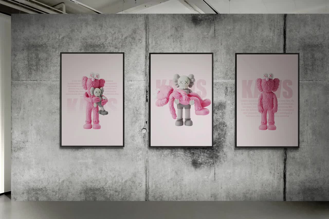 Hypebeast Toys Poster Set: Kaws Pink/grey Figure Art (digital