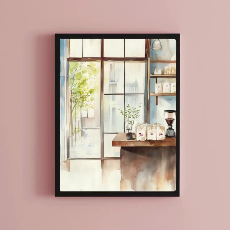 京都の喫茶店のアートプリント：日本の水彩画風カフェ装飾 - Etsy 日本