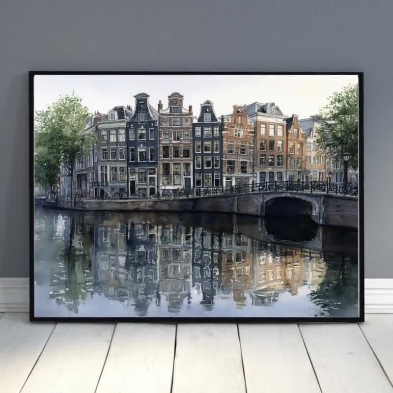 アムステルダム運河の水彩画 – ヨーロッパの都市景観アート - Etsy 日本
