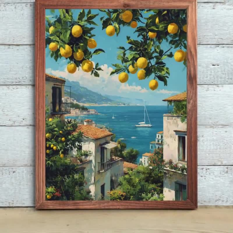 アマルフィ海岸のレモン畑の版画：イタリアの海辺の芸術 - Etsy 日本