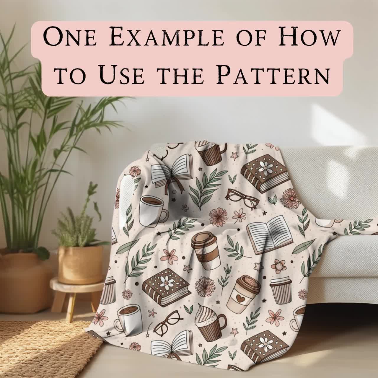 Beige Kaffee und Bücher, Musterdatei für Sublimation von Stoffen, Becher, Tapete, Kleidung, Decken, kommerzielle Nutzung video poster