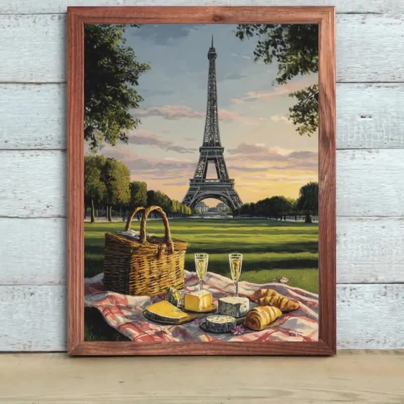 Eiffel Tower Picnic Art Print: Paris Sunset, French Countryside - Etsy