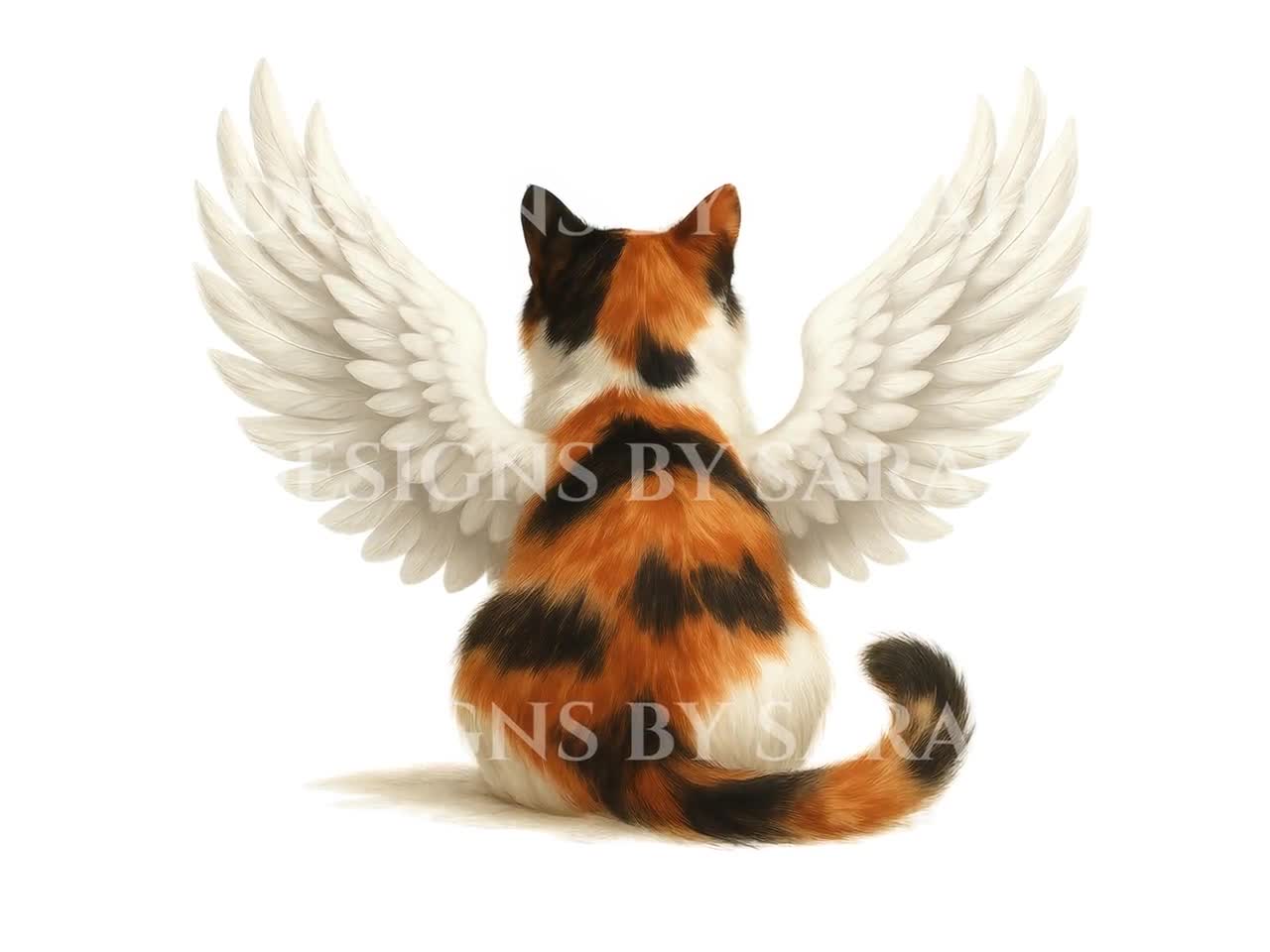 Calico Cat Angel Wings Memorial Print: Rainbow Bridge Pet Loss