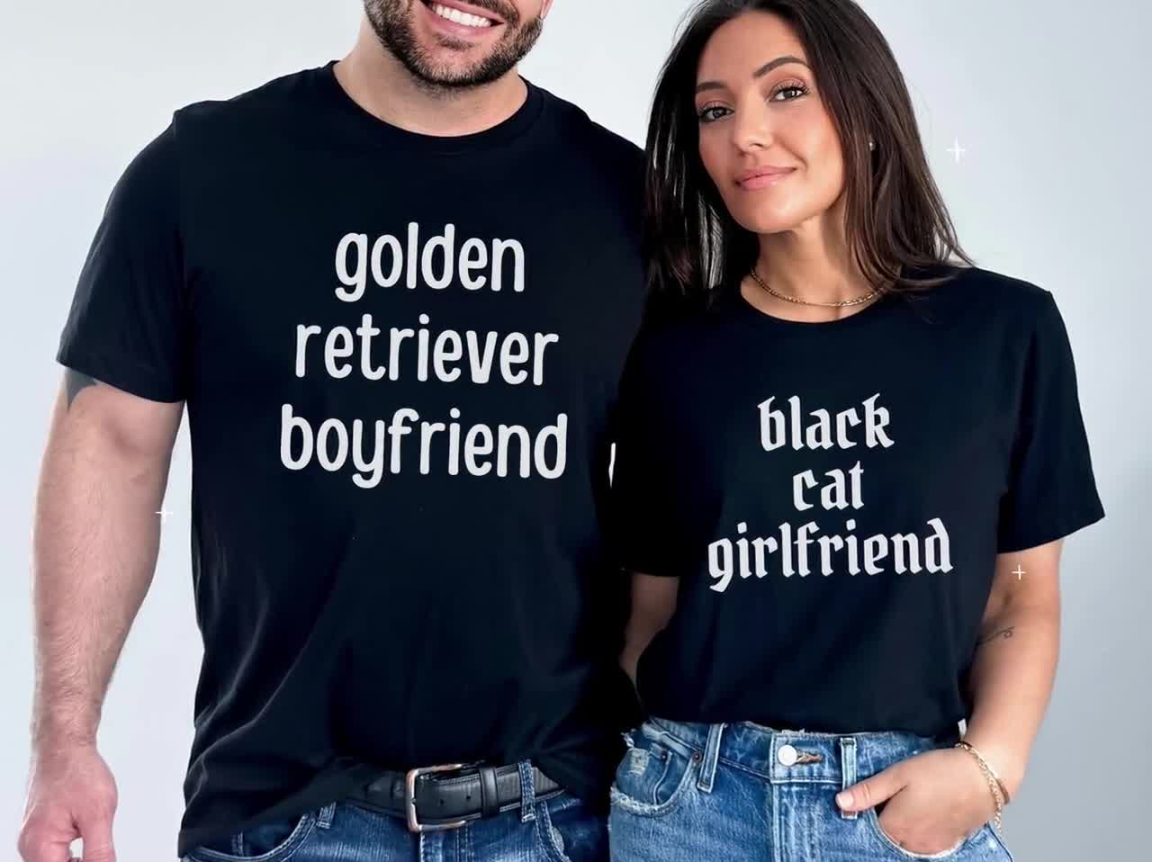 Black Cat Girlfriend, Golden Retriever Boyfriend, Halloween Couple Costume  Shirts, Funny His and Hers Matching Couple Pajamas Tee, Cute Gift - Etsy