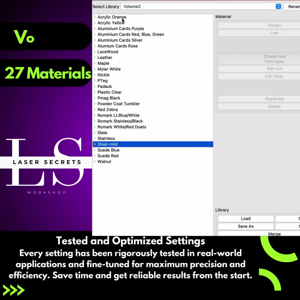 Libreria di materiali ComMarker Omni X UV 6W LightBurn: 53 preset testati (download digitale) video poster