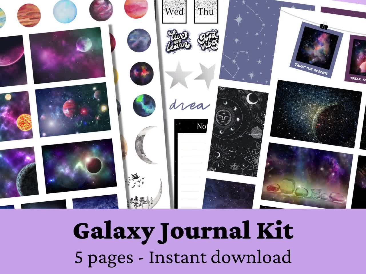 Galaxy Stickersheet Bullet Journal Universe Stickers, Cute Space Sticker, Celestial  Stickers, Stars Moons and Planets Scrapbook -  Sweden