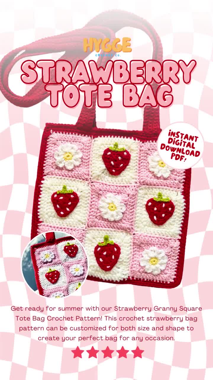 Red Heart Crochet Flower Tote Bag