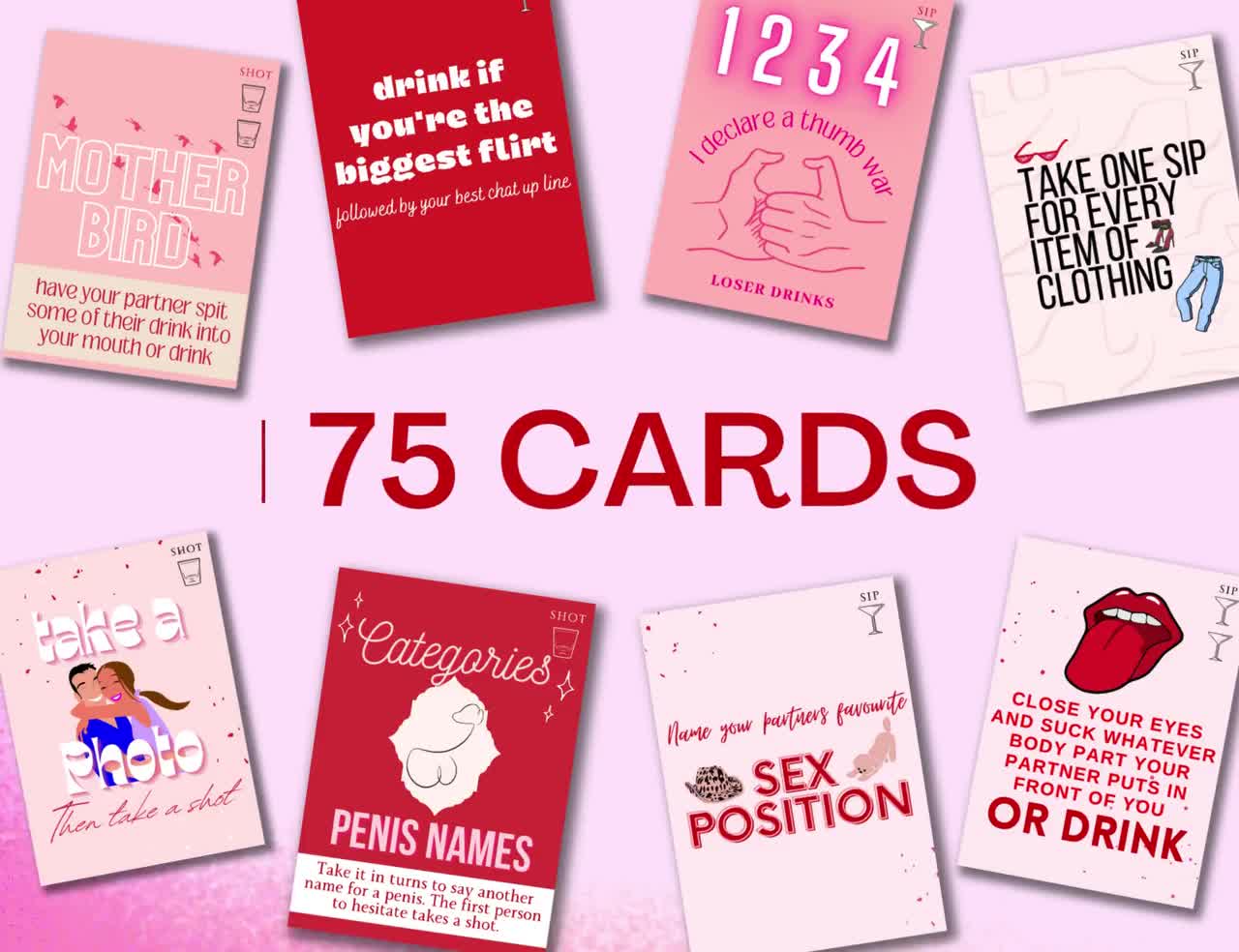 COUPLE DRINKING GAME Adult Explicit Card Game 75 Cards Valentines, Couple,  Intimate, Get to Know Me, Date Night, - Etsy