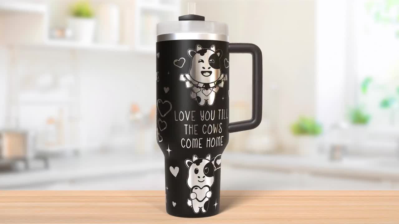 かわいい牛のモチベーション 40 オンス タンブラー レーザー彫刻ラップ