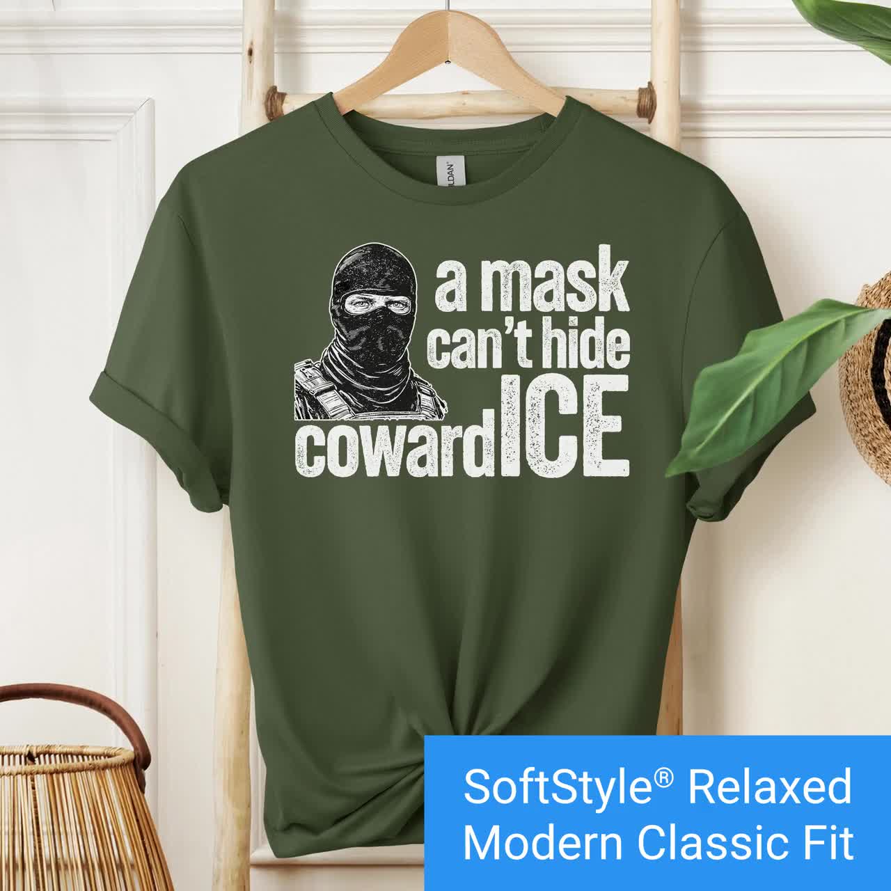 Anti ICE Protest Shirt, A Mask Cant Hide Cowardice Graphic Tee