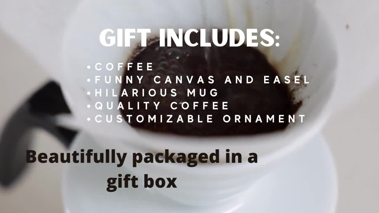 Coffee Lovers Gift Set Boxed Funny Mug, Quality Coffee, Desk Print Canvas &  Stand, Coffee Bean, Boss Gift, Unisex Gift for Him for Co-worker 