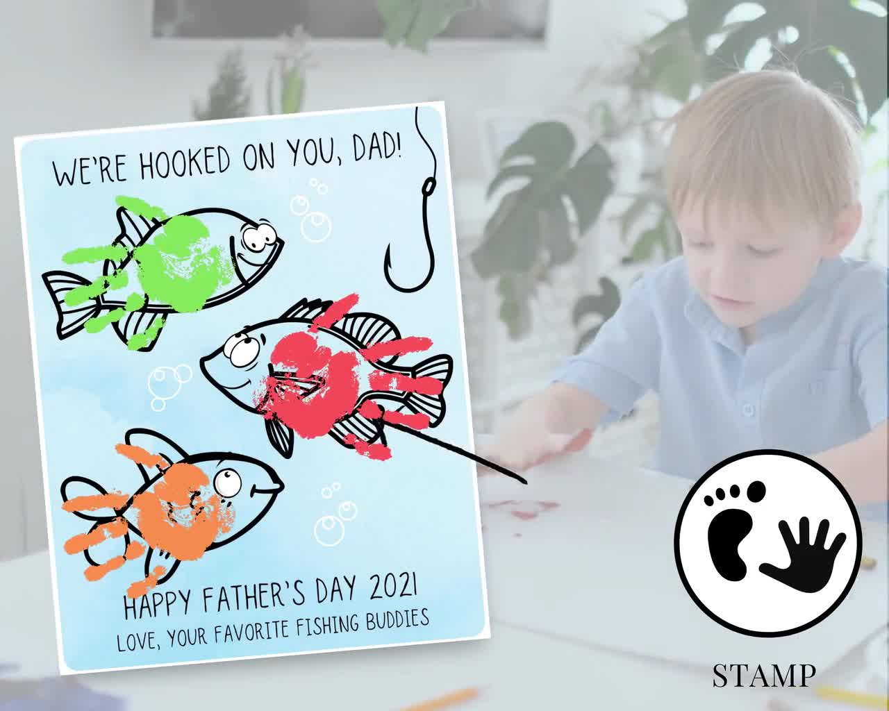 Father's Day Gift From 3 Kids, We're Hooked on You Fishing Handprint Art  for Dad, Printable Birthday Card From Three Kids -  Canada