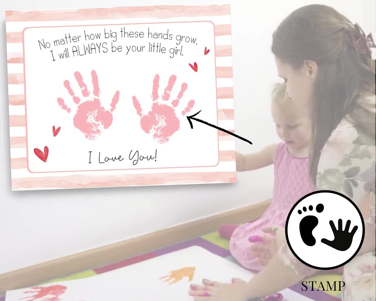 DIY Love Handprint Art Love Footprint Art Valentine's Craft Kit Complete  Craft Kit DIY Valentine's Craft Toddler Craft Kids Craft Kit 