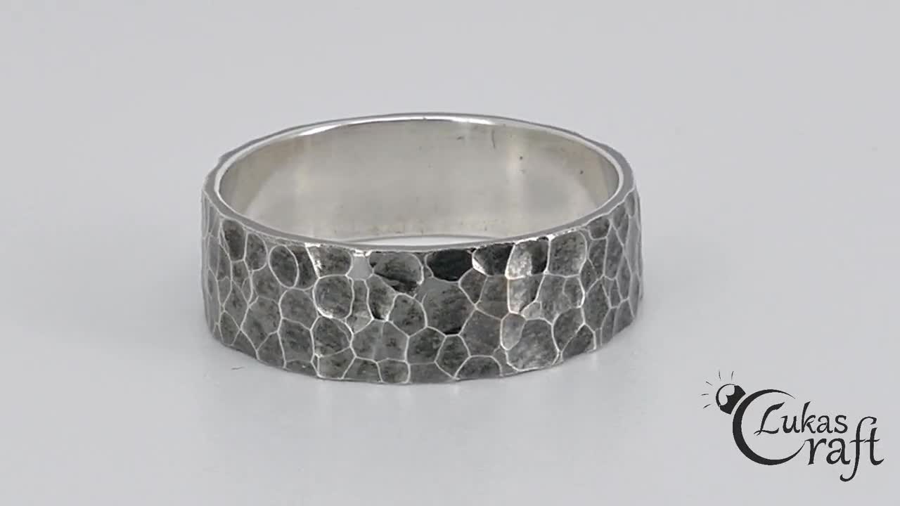 Anillo Apilable Unisex Anillo Plata Ley 925 Martillado - Unisex Y Apilable | Regalo Elegante Para Él O Ella Anillos Regalo Compromiso Boda