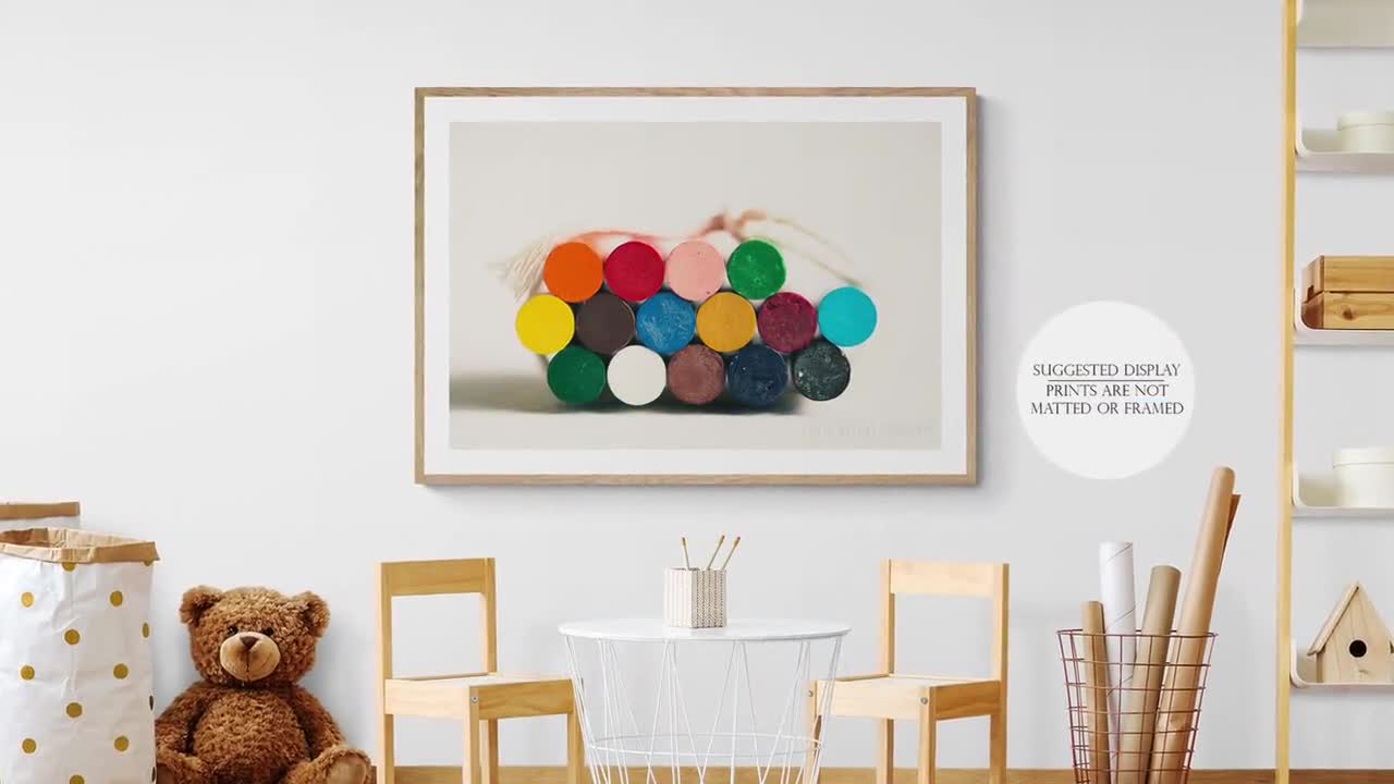 Rainbow Crayon Photo, Colorful Playroom Art, Children's Wall Decor