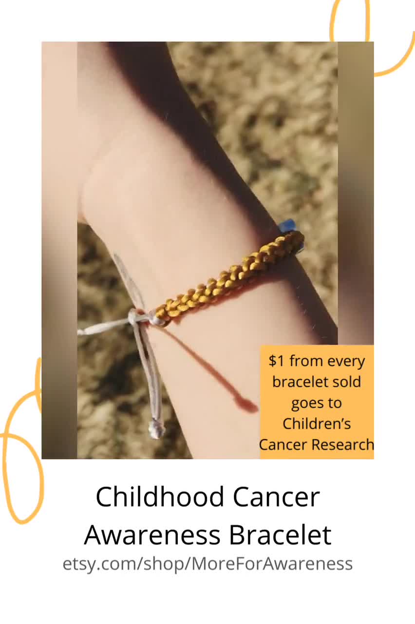 Gold Ribbon Childhood Cancer Awareness Bracelet Handmade In Nepal Bead  Bracelet | eBay