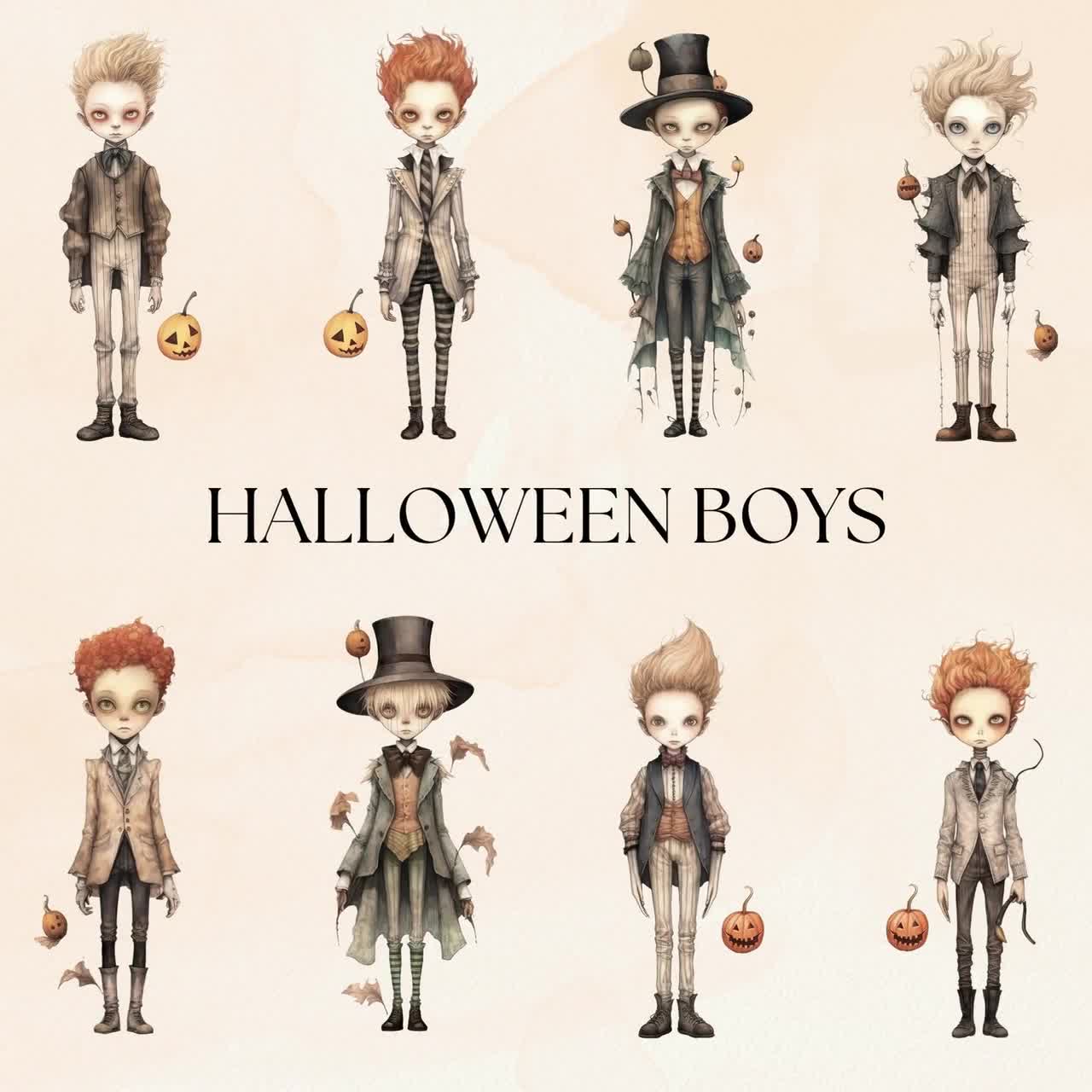 ハロウィンキャラクターのクリップアートパック、ホラークリーチャーCU
