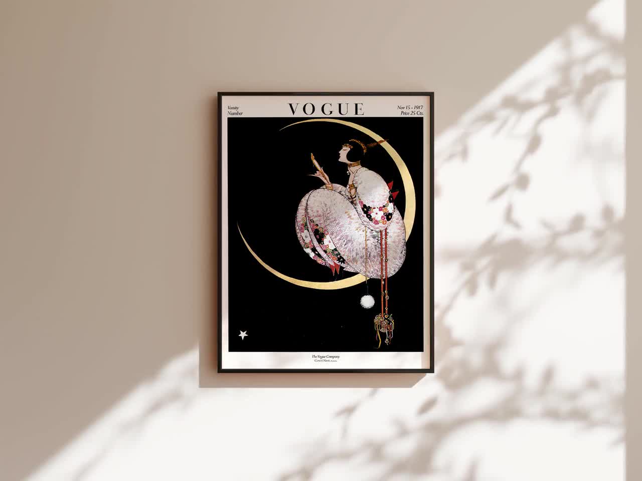 Vintage Vogue Cover Poster Art Print: Art Nouveau Woman on Moon - Etsy