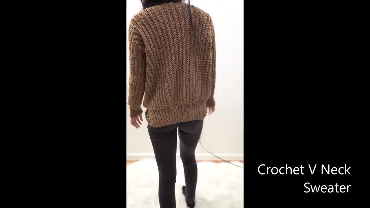 Crochet Pattern Easy Crochet Long Sleeve V Neck Pattern PDF
