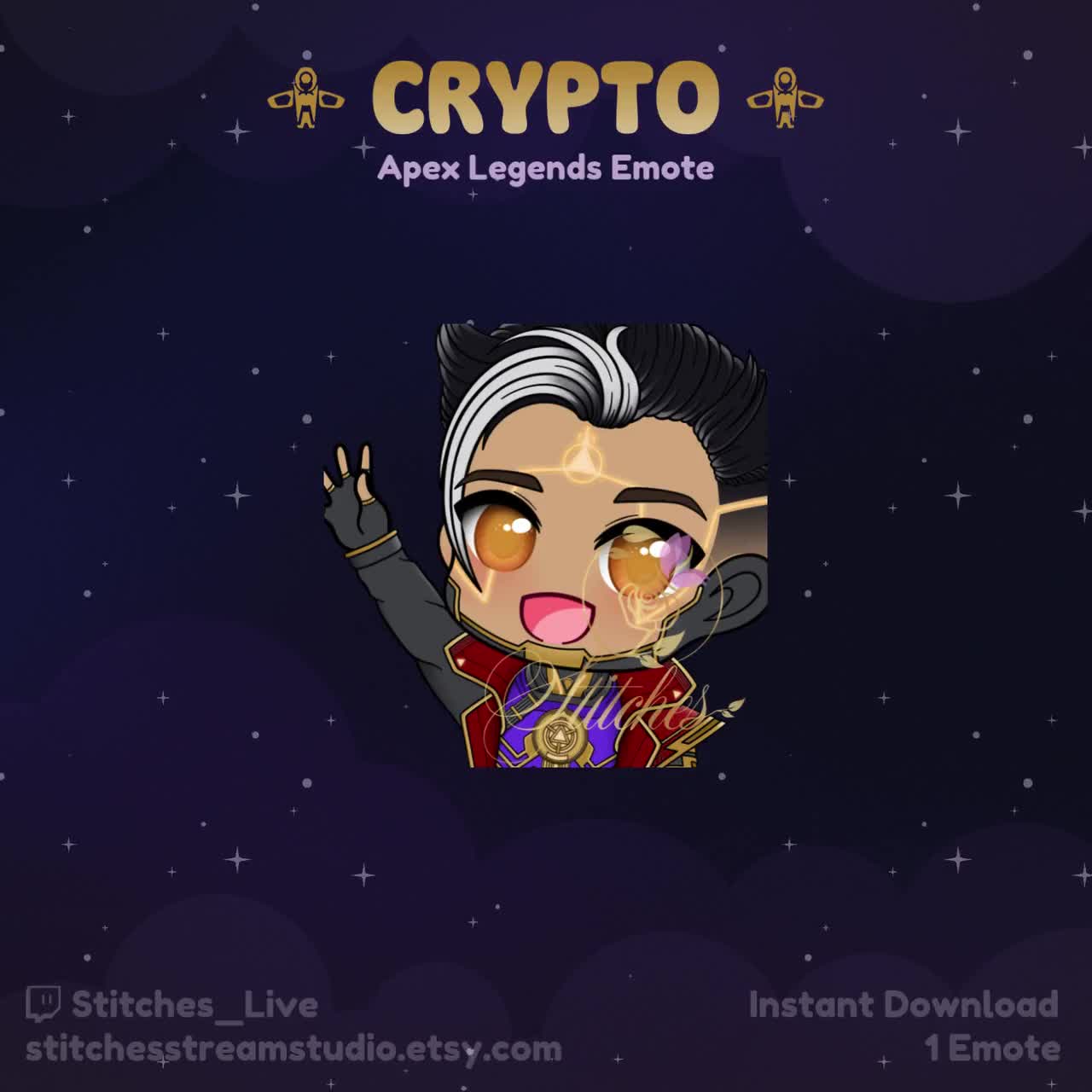 Apex Legends Crypto Cryptic Conjurer Wave Twitch Emote | Streamer,  Streaming Assets, Gaming, Emoji, Chibi, Discord, YouTube, Sticker