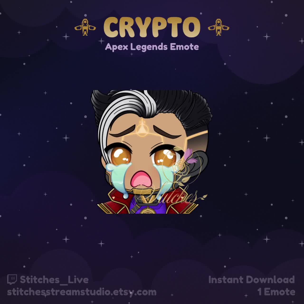Apex Legends Crypto Cryptic Conjurer Cry Twitch Emote | Streamer, Streaming  Assets, Gaming, Emoji, Chibi, Discord, YouTube, Sticker