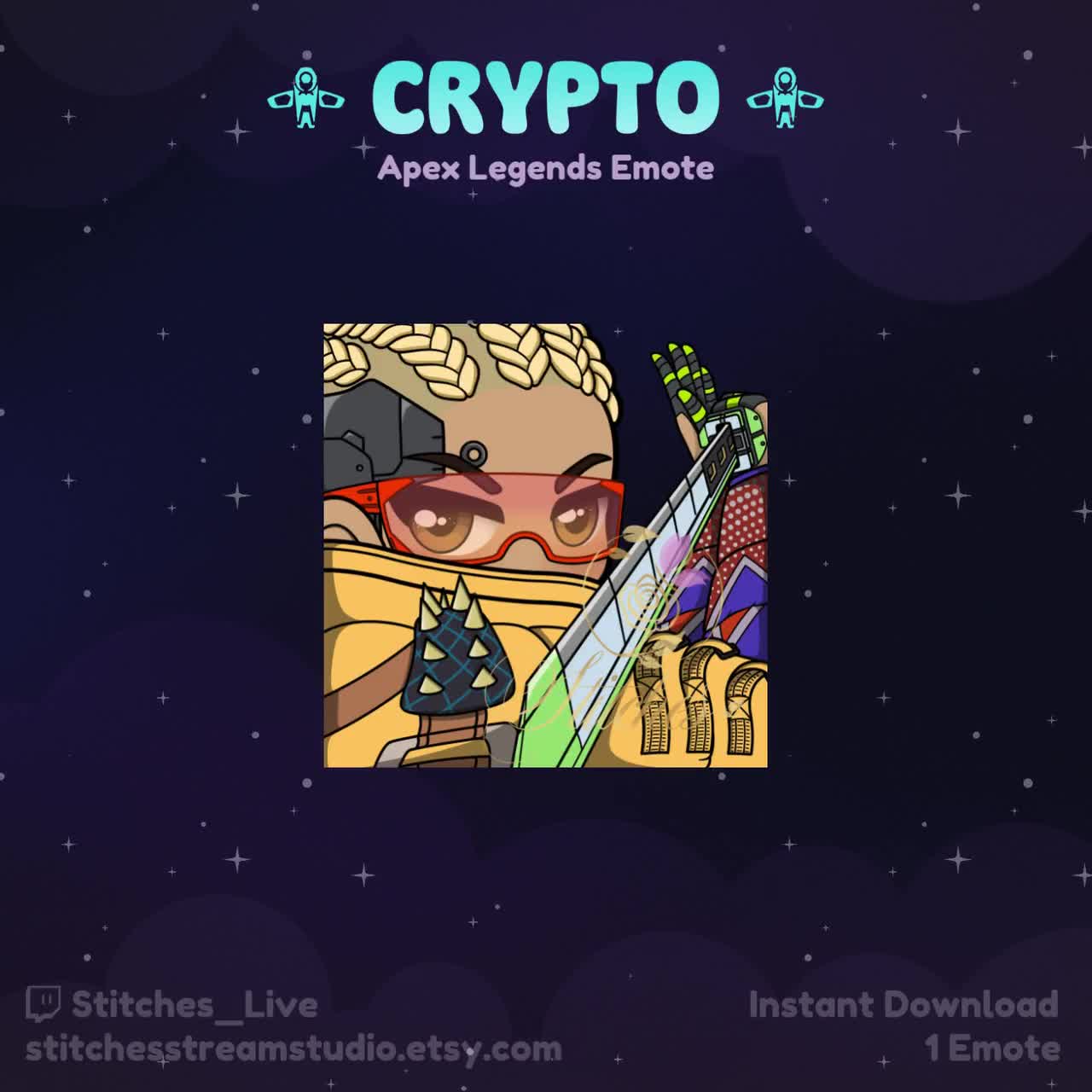 Apex Legends Crypto Hype Beast No Escape Heirloom Twitch Emote | Streamer,  Streaming Assets, Gaming, Emoji, Chibi, Discord, YouTube, Sticker