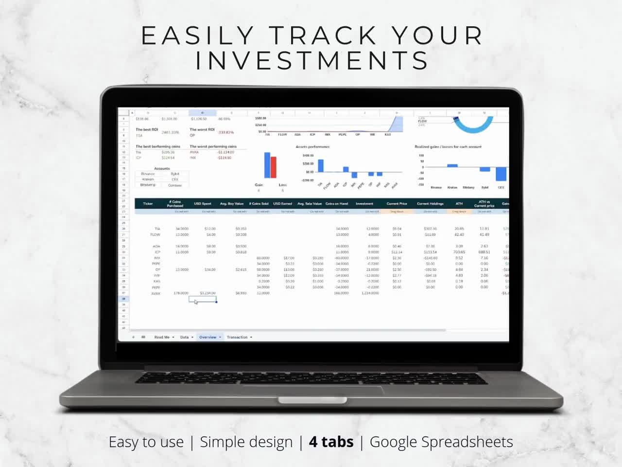 Crypto Portfolio Tracker: Google Sheets Template (Digital Download)