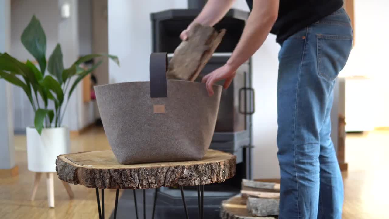 Felt Wood Basket For Firewood [60 L] - Made In Germany - Firewood