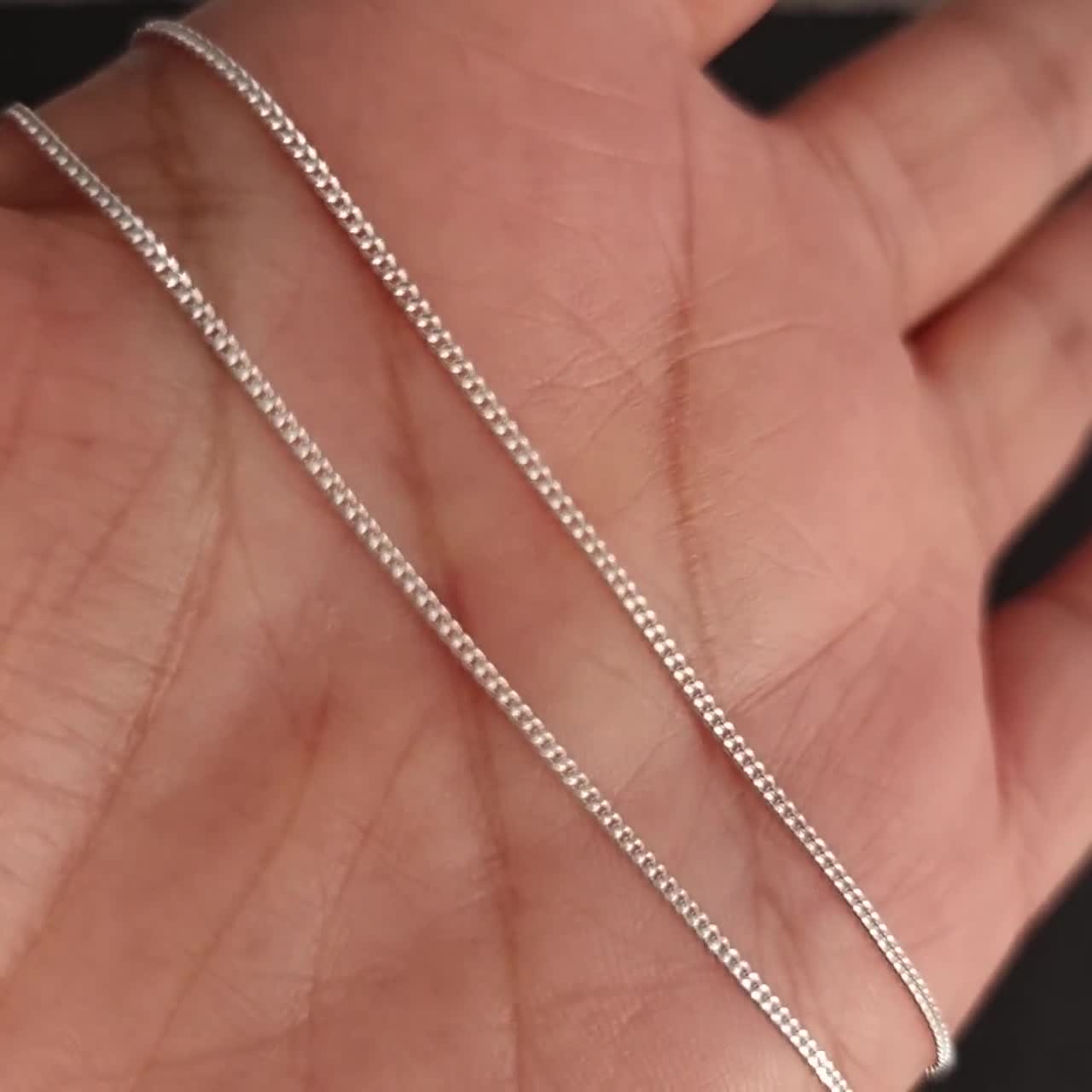 Curb Chain 1.2mm, 925 Sterling Silver Diamond Cut Chain, 16