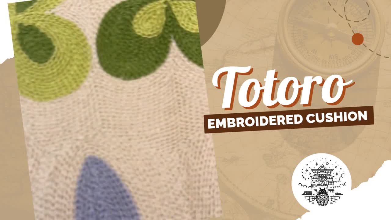 トトロ風刺繍入りジッパー付きクッションカバー：アニメクッション 