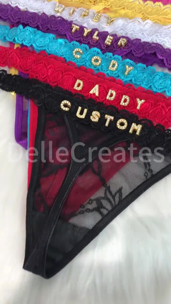 Tanga personalizzati con lettera per le donne perizoma in pizzo mutandine Sexy trasparenti T-back intimo a va bassa slip mutande mutande  36