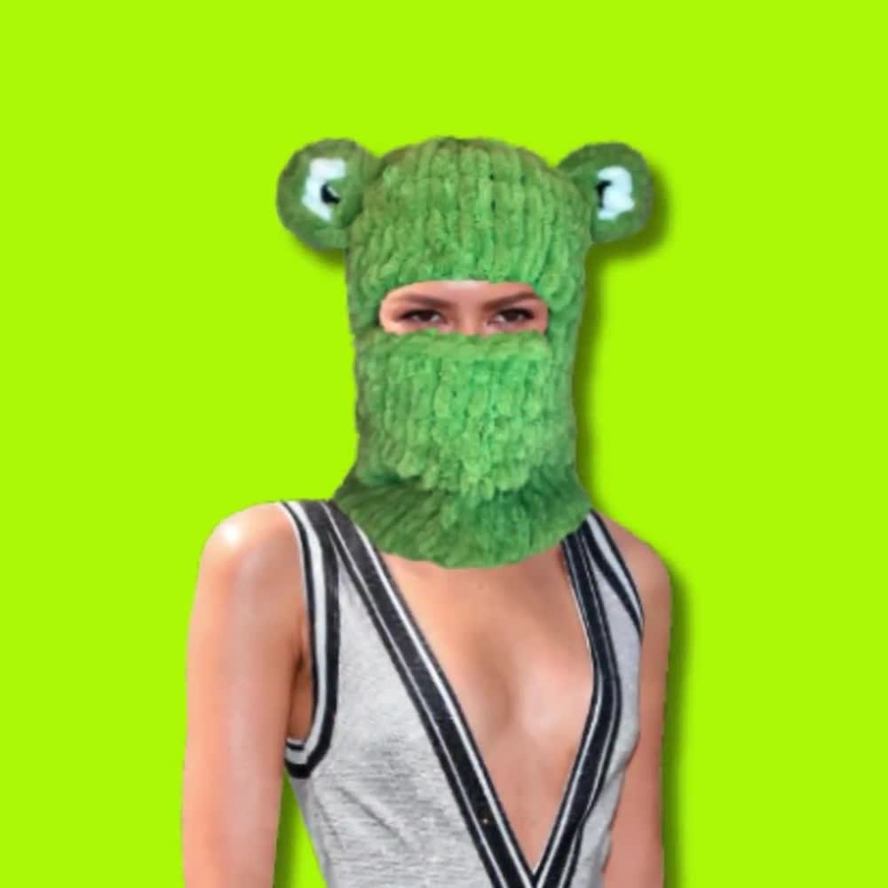 Green balaclava frog, Frog Ski Mask, Frog Face Mask, Magic Scarf Balaclavas