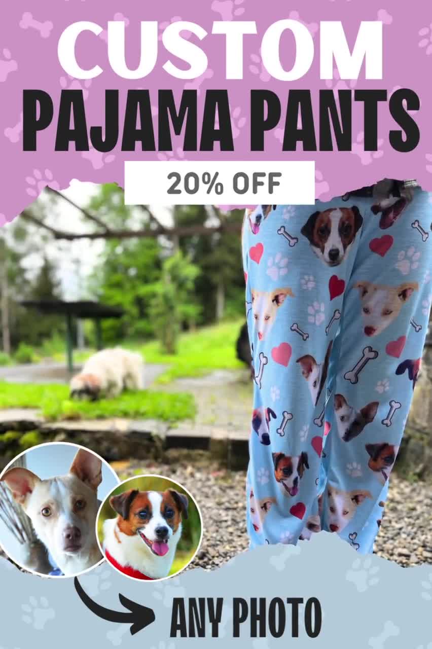 Personalized Cat Face Pajama Pants, Cat Picture on Pajamas, Custom Photo  Pajamas, Cat Paws and Fishbones Pjs, Cat Lover Gift, Pet on Pajamas 