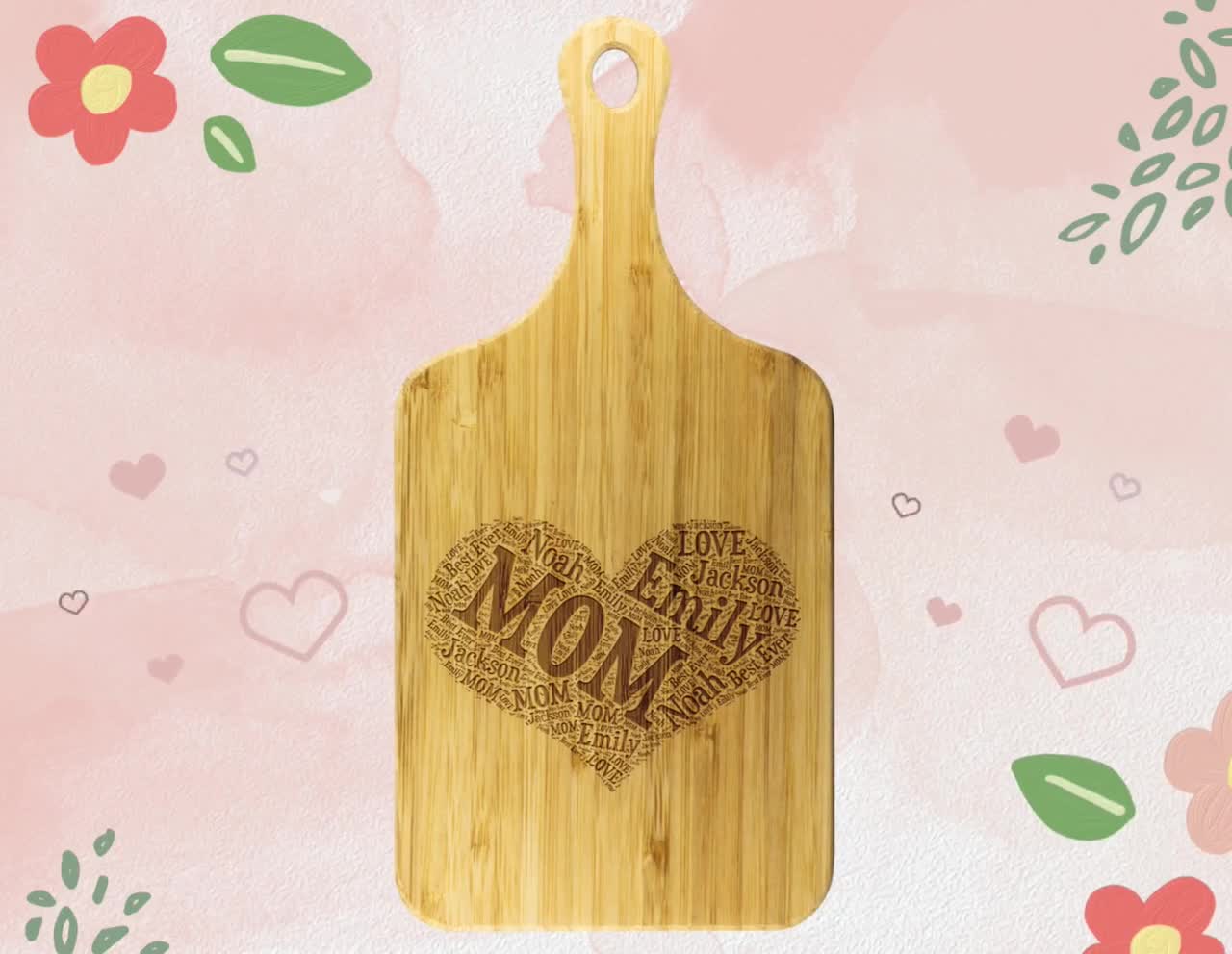 Engraved Mom Word-Art Cutting Board