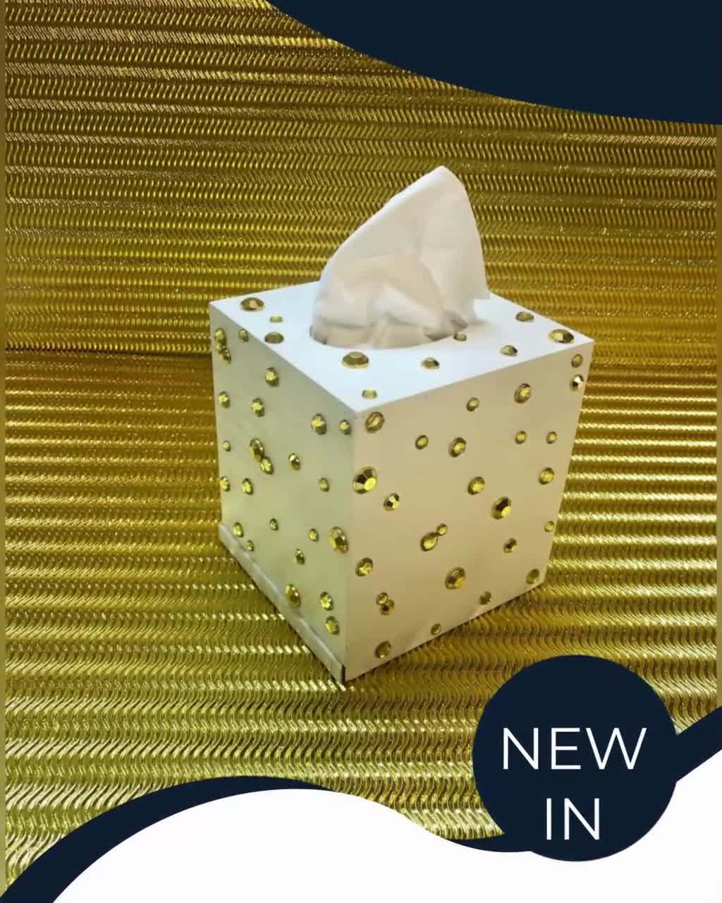 Tissue Box Cover, Hand Carved Ceramic Birds and Blossoms Square Tissue Box  Holder MADE to ORDER 