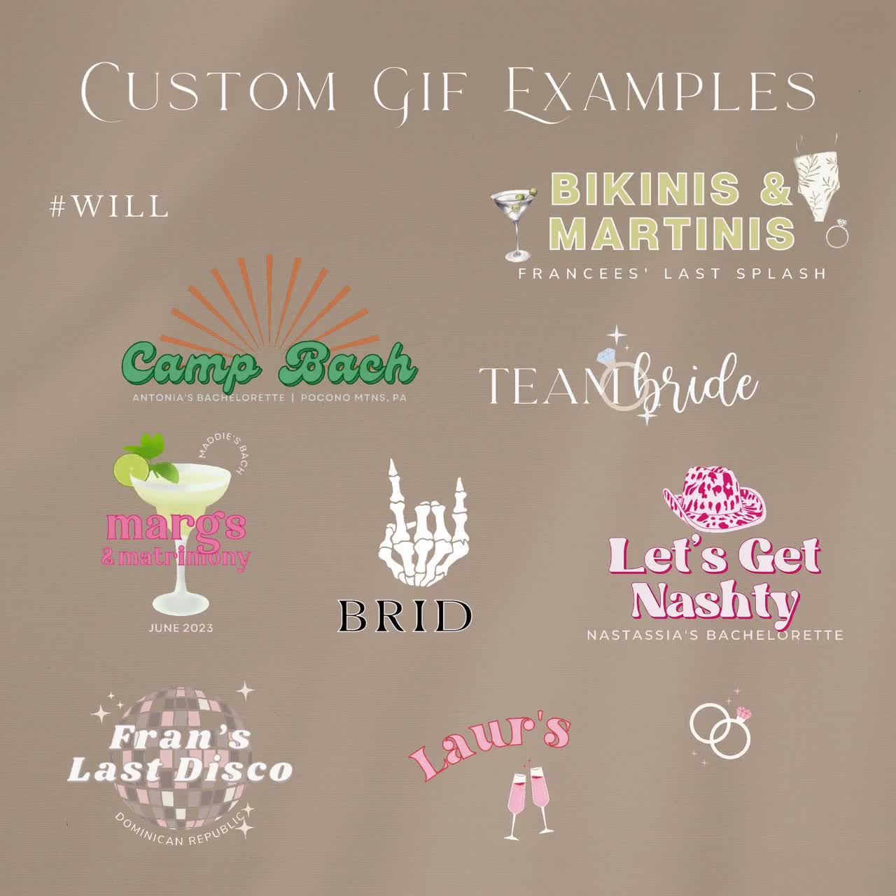 Custom Bachelorette Party GIF | Custom Instagram GIFs | Bachelorette Party  Decorations | Bachelorette Party Favors | ONE Custom GIF Included