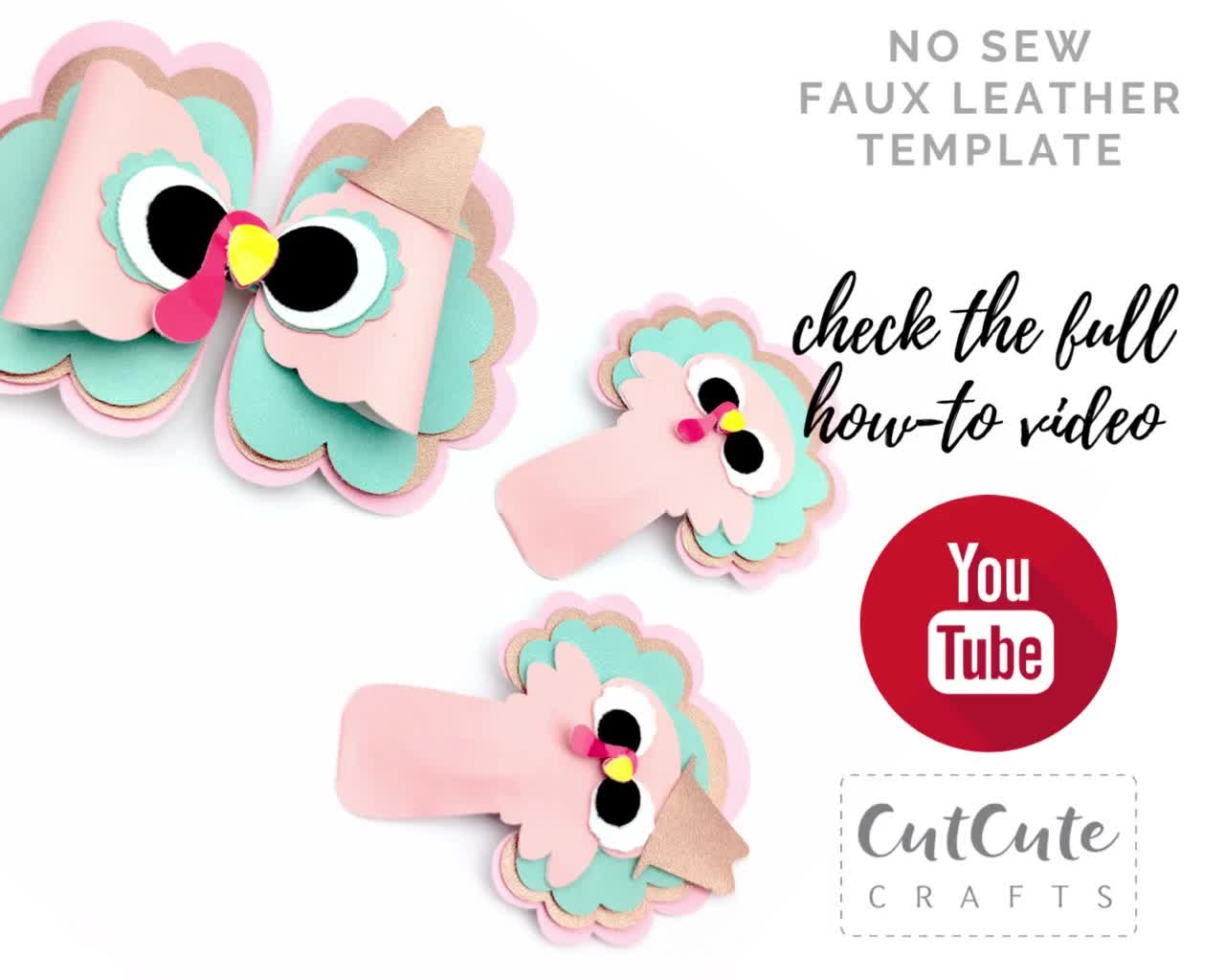 Cute Turkey Hair Bow and Snap Clip Templates SVG, Thanksgiving Faux Leather  Cricut Bow svg, PDF Felt Bow Pattern cut file, Plotterdatei