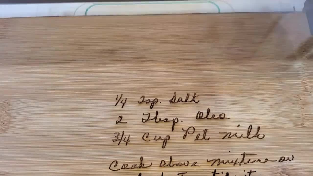 Engraved Bamboo Cutting Board Using Handwritten Recipe – The Cracked Pig