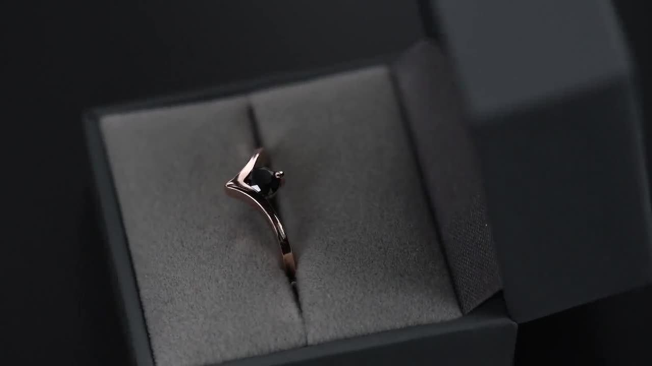 14K rose gold black diamond chevron engagement ring video poster