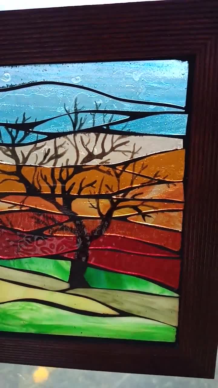 Sunrise Stained Glass tree Paint By Numbers 